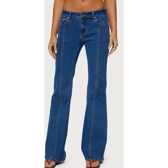 NEW Edikted Women’s XL Starrie Panel Stitch Low Rise Jeans - Picture 1 of 10